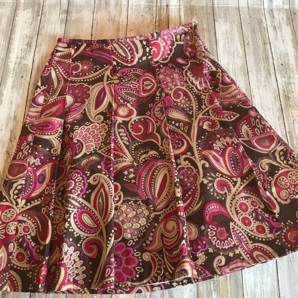 Work to Weekend Paisley Skirt Brown/Pink size 6